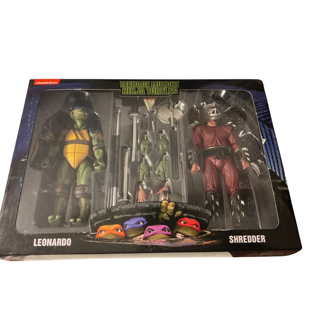 NECA TMNT 1990 Movie Leonardo vs Shredder 7" Action Figure 2-Pack New